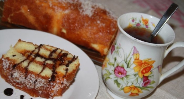 Бисквитный рулет Пятнадцатиминутка