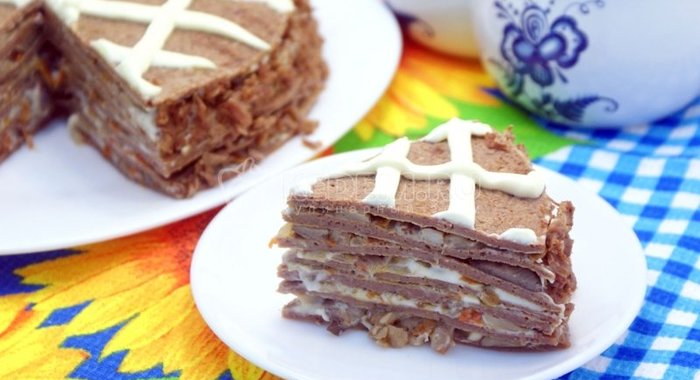 Блинный торт с печенью