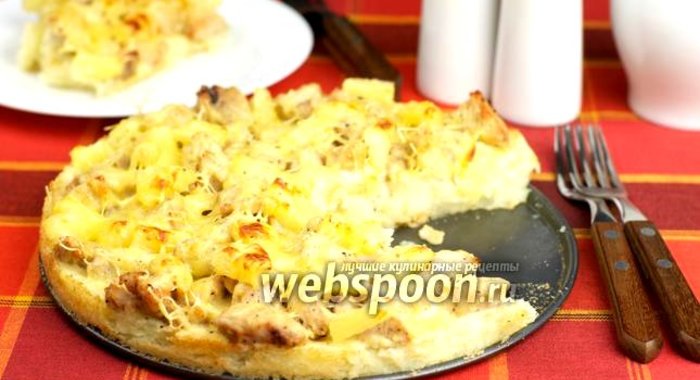 Картофельная запеканка с индейкой и ананасами