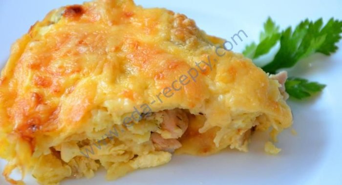 Блинный пирог с курицей и грибами Улитка