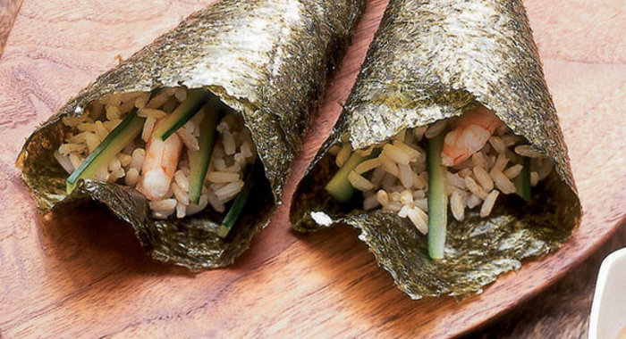 Рулеты нори + креветки