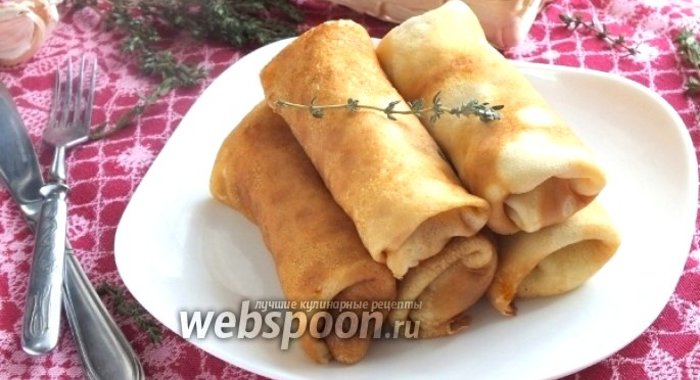 Блинчики с капустой и копчёной грудинкой