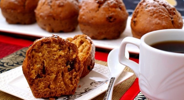 Кексы на кефире с черносливом