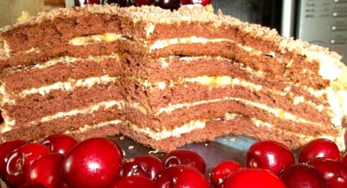 Торт на кефире со сметанным кремом