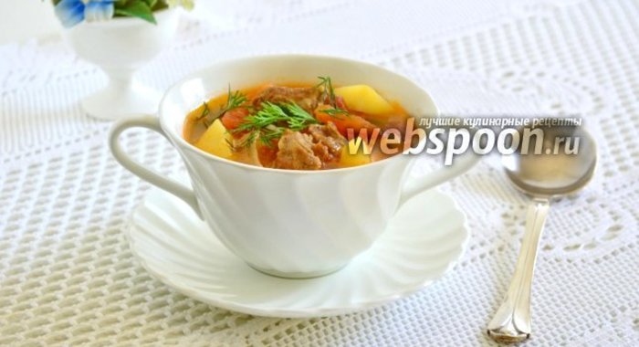 Густой суп из свинины с фенхелем