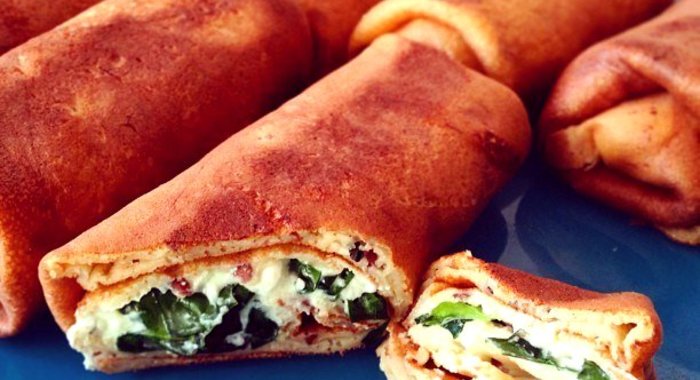 Диетические блины с фетой и шпинатом