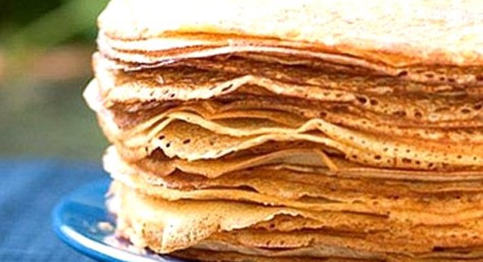 Блины тонкие на кипятке и молоке