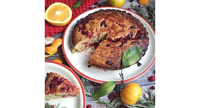 Зимний пирог с клюквой и апельсином