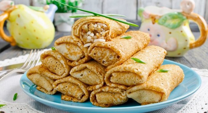Блинчики с рисом и мясом