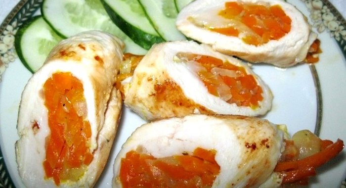 Куриный рулет с овощами