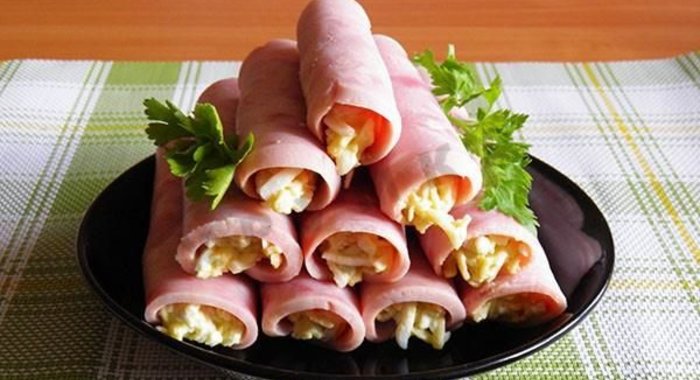 Ветчинные рулетики с сыром