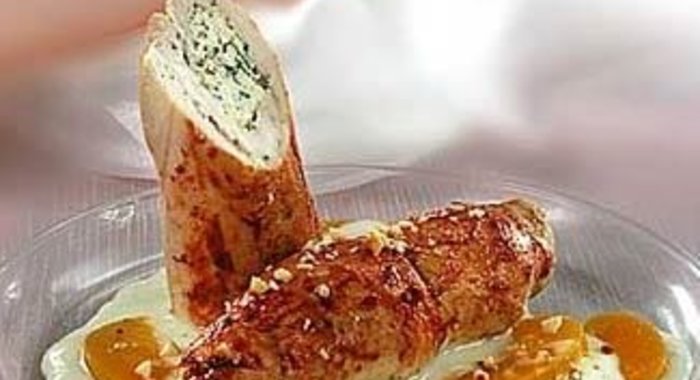 Куриные рулеты в персиковом соусе