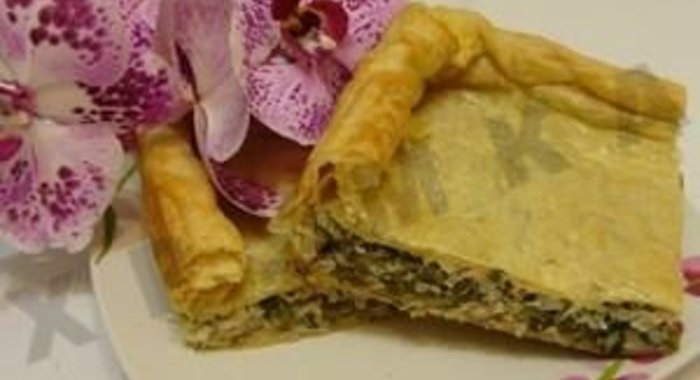 Пирог с рисом фасолью и рыбой