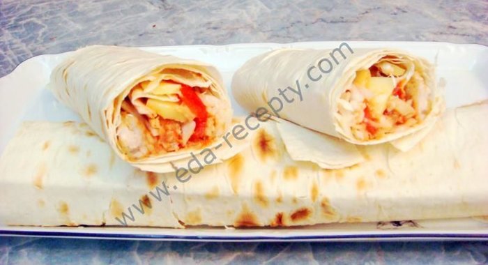 Домашний Чикен роллы из лаваша с курицей