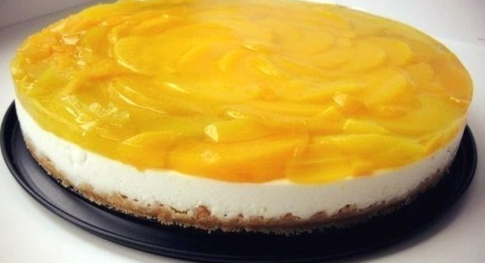 Чизкейк с персиками без выпечки
