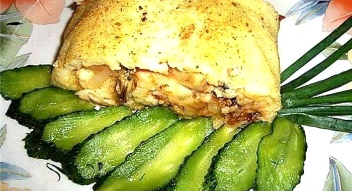 Картофельный рулет с мидиями