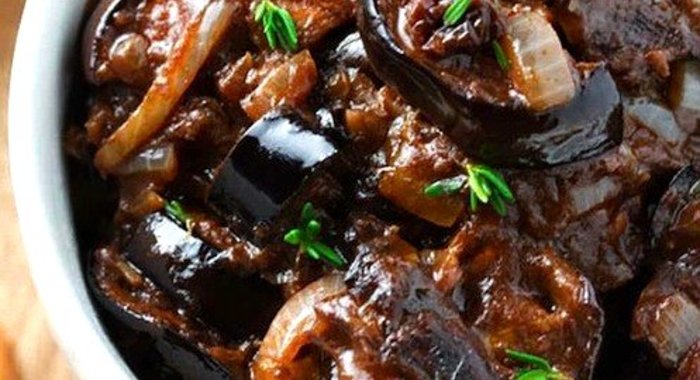 Рагу из баклажанов под кисло-сладким соусом (Капонатина)