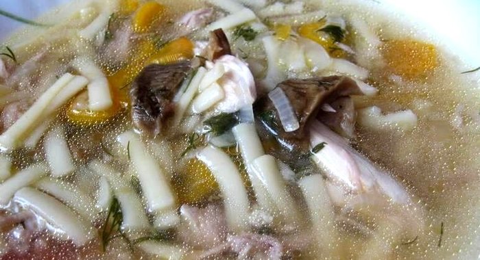 Суп из белых грибов на курином бульоне