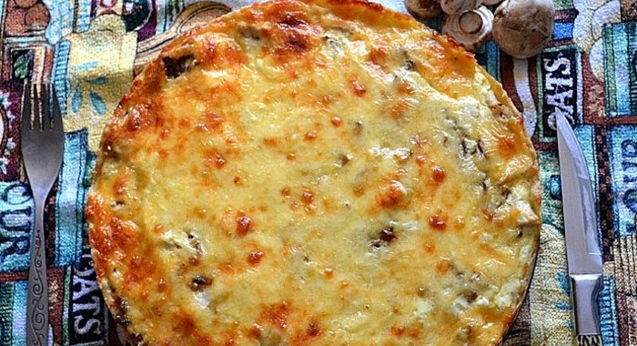 Лоранский пирог с курицей и грибами