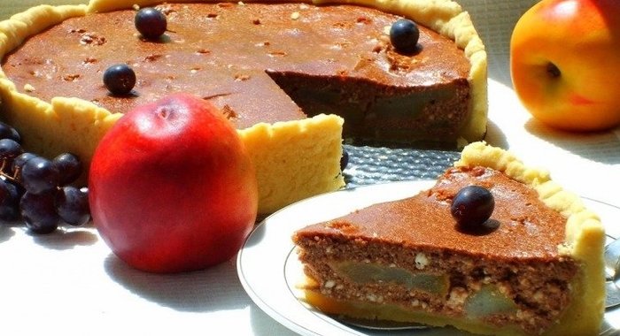 Тарт творожный «Груши в шоколаде»