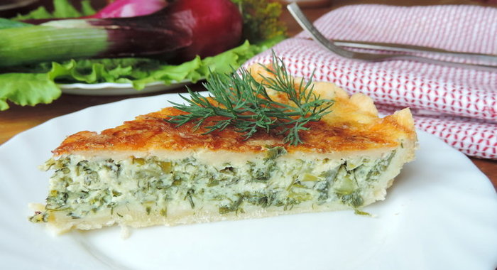 Открытый творожный пирог с зеленью «Весенний»