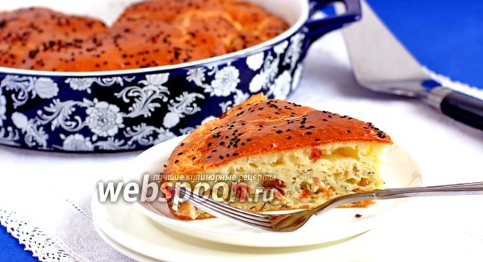 Быстрый пирог с капустой и копчёной курицей