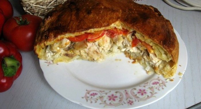 Пирог с грибами закрытый