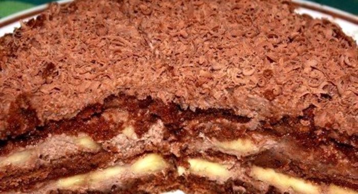 Шоколадно-банановый торт из пряников