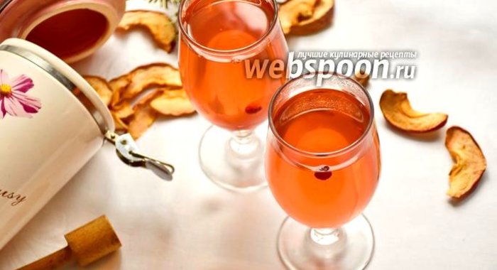 Компот из сушёных яблок и клюквы