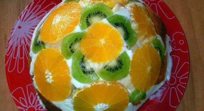 Торт суфле с фруктами