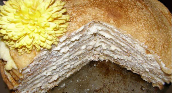 Блинчатый торт с творогом