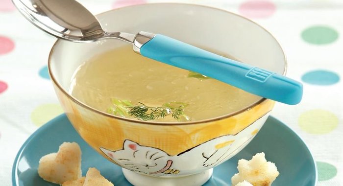 Куриный бульон с крутонами из поленты