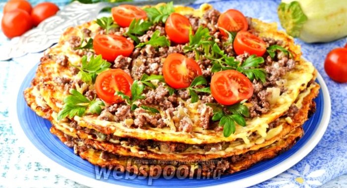 Кабачковый торт с фаршем