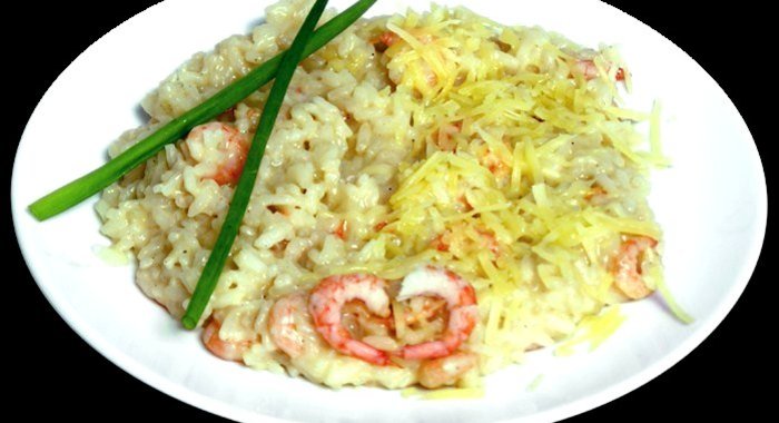 Ризотто с шампанским и тигровыми креветками