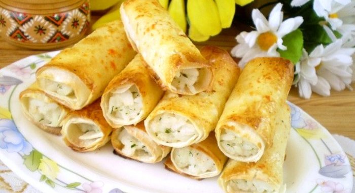 Трубочки из лаваша, запеченные в духовке