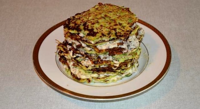 Кабачковый торт с мясной начинкой